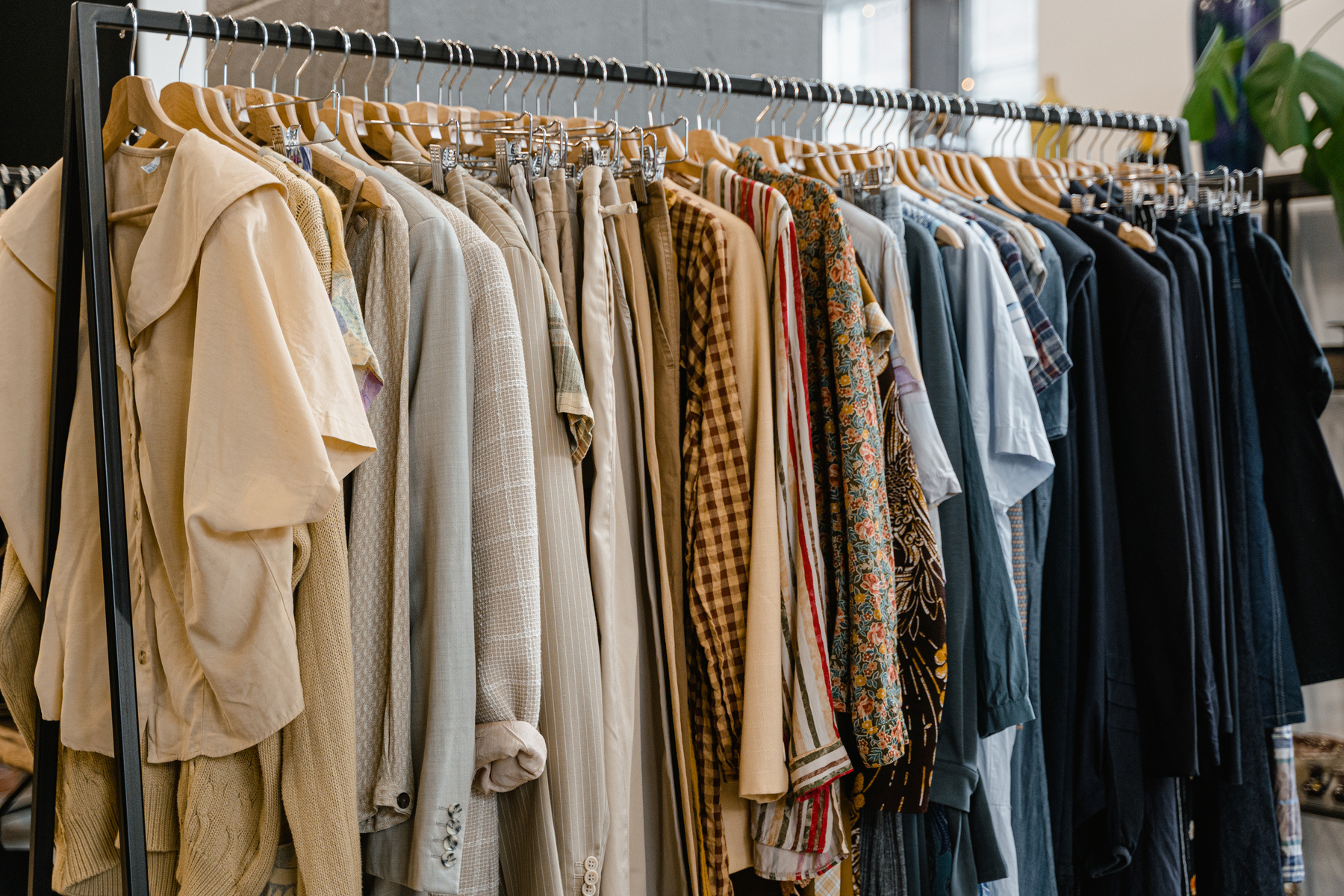 Clothes Hanging in a Rack